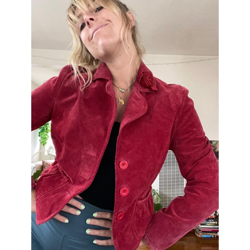 Adorable red suede coat!